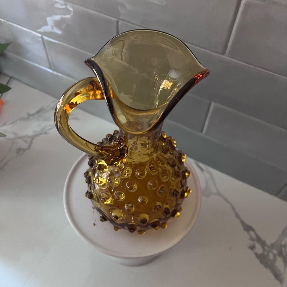 Vintage Amber
Hobnail Glass Pitcher